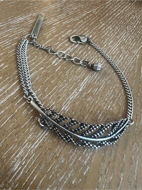 Sterling-Style Silver Feather Bracelet